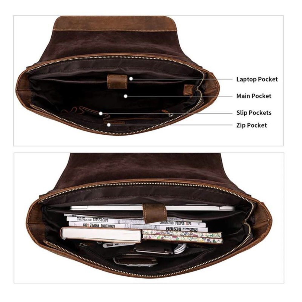 NWT Kattee Leather Briefcase Laptop Messenger Bag - Picture 3 of 9